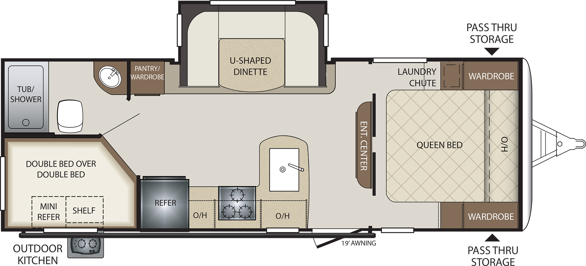 243bhs - 2018 Keystone Bullet 220rbi (2000x907), Png Download