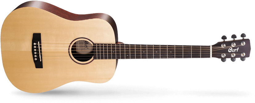 Earth Mini F Adirondack W/bag Op Image - Cort Earth Mini F Acoustic Electric Guitar - Natural (980x400), Png Download