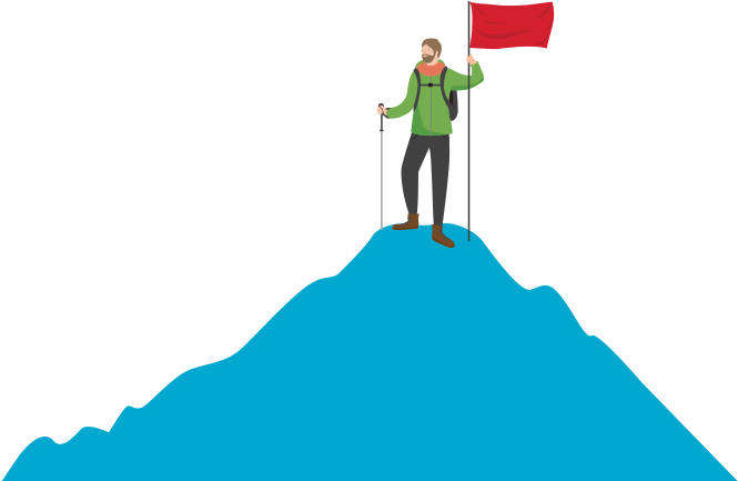 Climber Conquers Mountain And Stands On Its Peak - Loan (666x483), Png Download