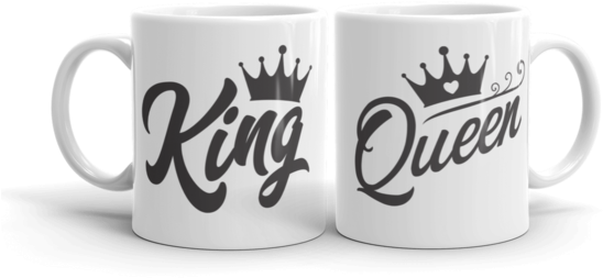 King & Queen Ceramic Mug Pack - King And Queen Coffee Cups (600x401), Png Download