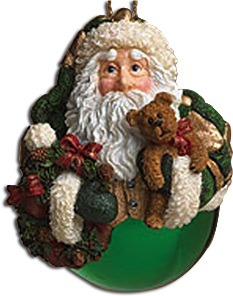 Boyds Father Christmas Shimmering Green Ball Glass - Christmas Ornament (502x614), Png Download