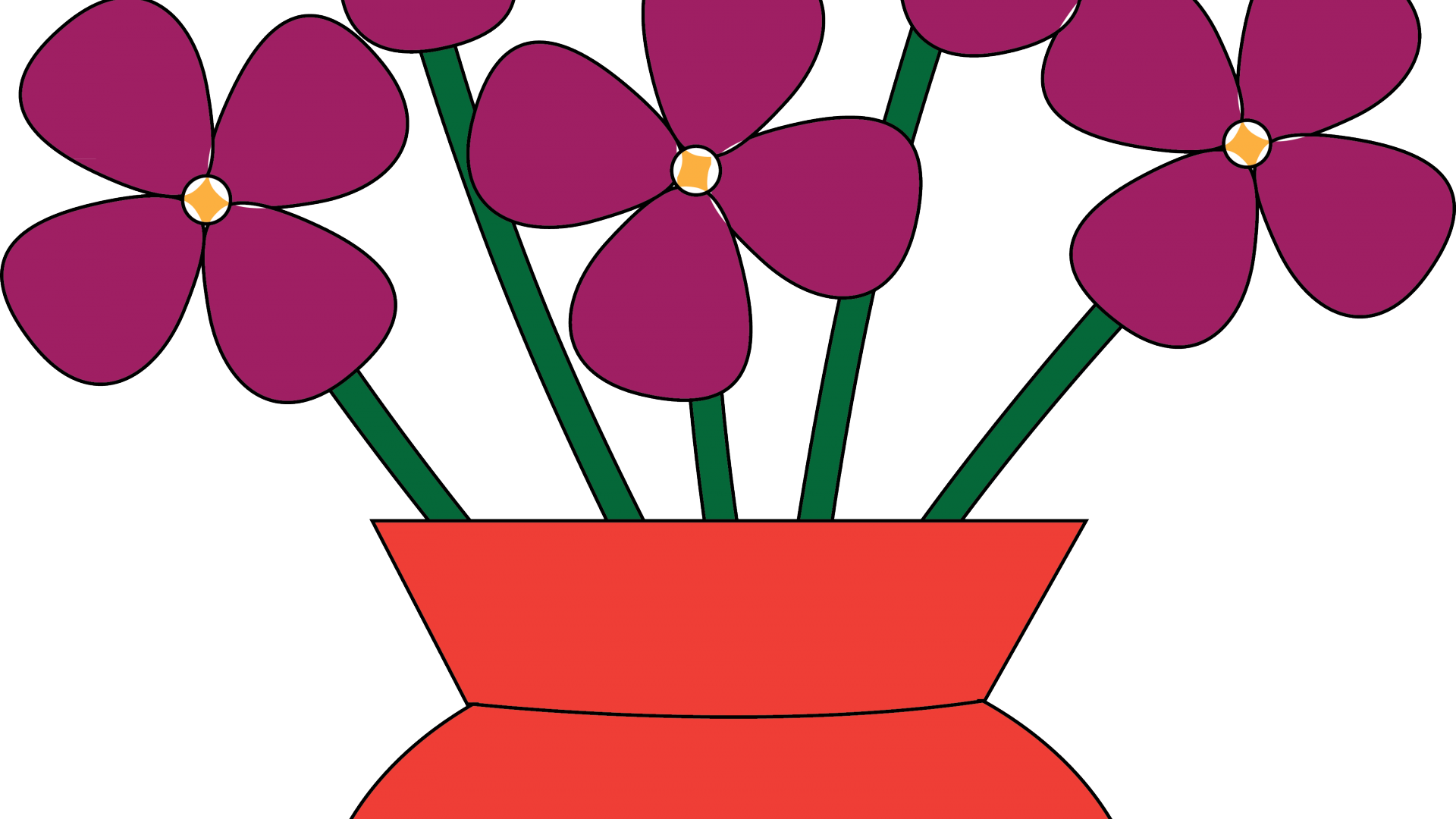Vase Clipart 2 Flower - Vase Of Flowers Clipart (1920x1080), Png Download