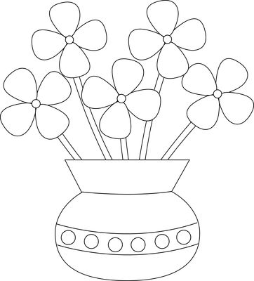 Flower Vase Clipart Black And White Flower Vase Clip - Flower Pot Drawing Easy (362x400), Png Download