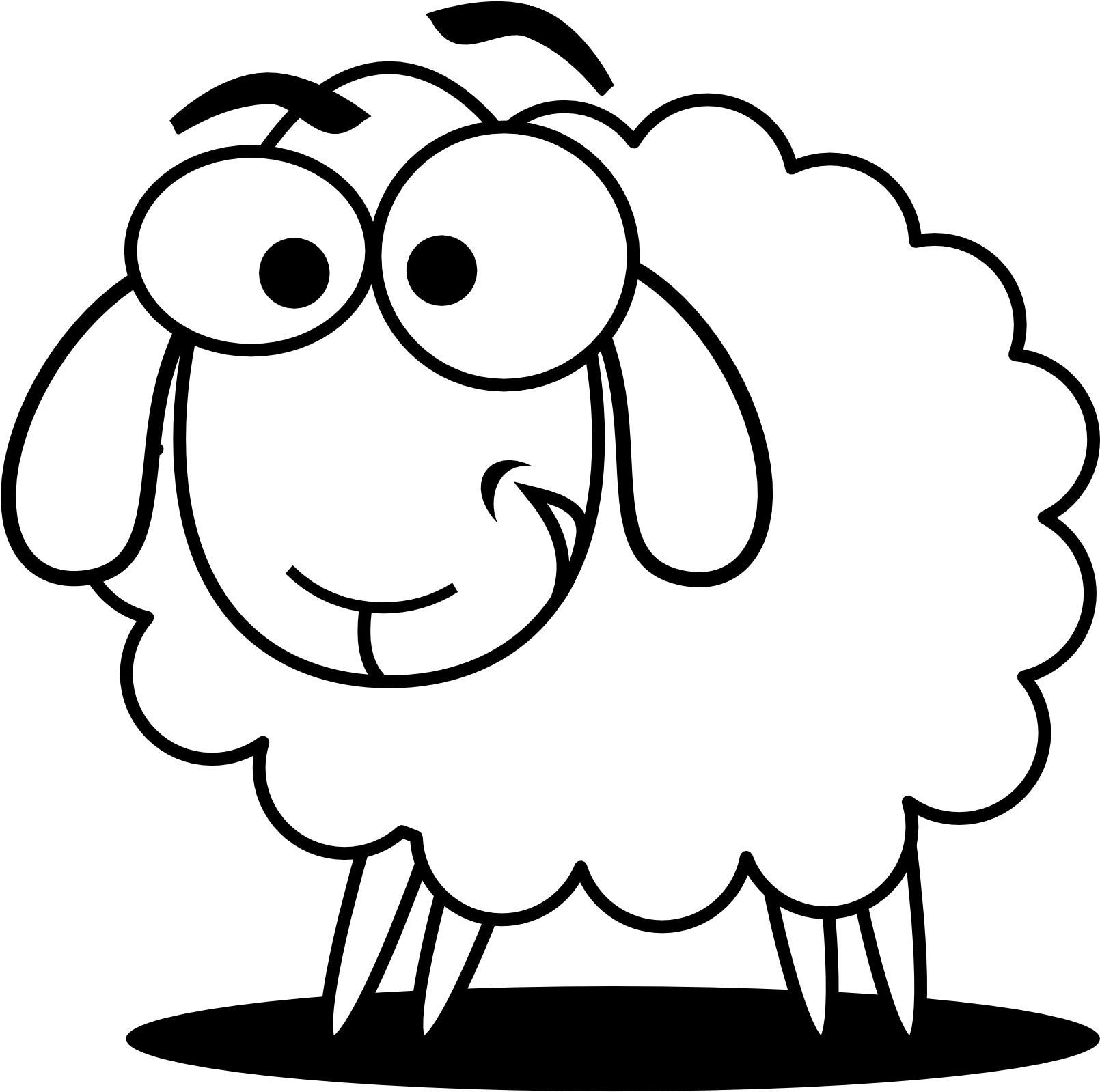 Funny Sheep Outline Clip Art - Sheep Clipart Black And White (600x595), Png Download