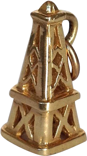 Vintage Oil Derrick Charm Made Of 14 Karat Gold - Brass (528x528), Png Download