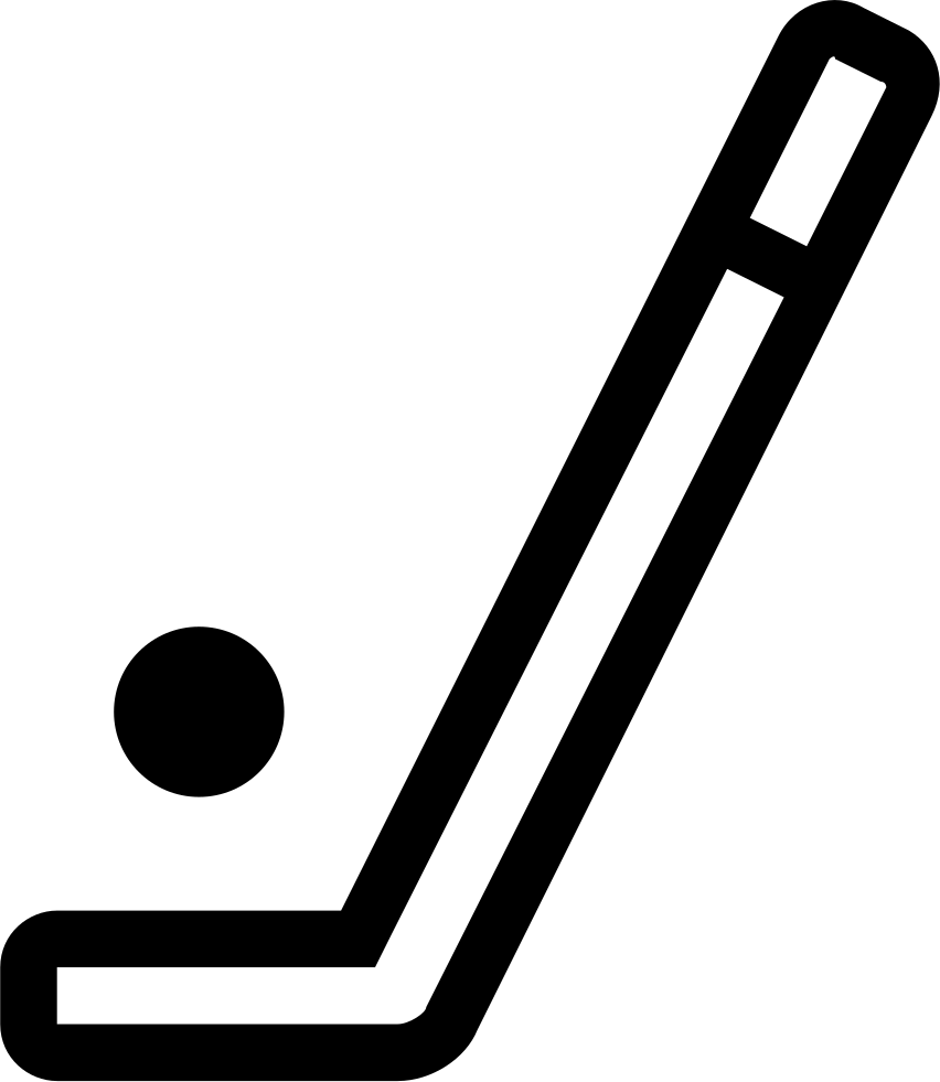 Hockey Stick And Ball Sportive Symbol Comments - White Hockey Stick Icon (852x981), Png Download