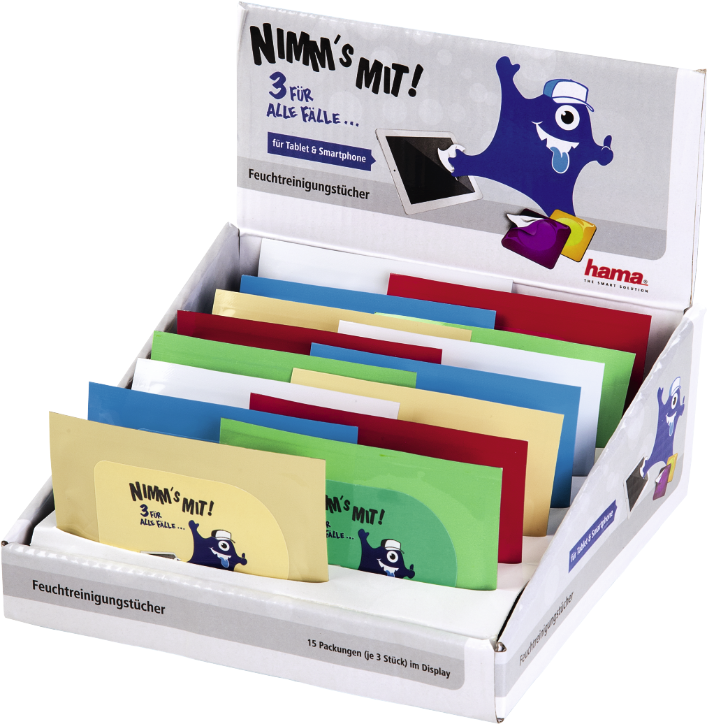Tablet Cleaning Tissues, 3 Pieces, 15 Packs In A Display - Hama Cleaning Set Tablet En Mobile (1100x1100), Png Download