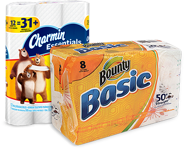 Bounty Paper Towels And Charmin Essential Bath Tissues - Charmin Essentials Strong Toilet Paper, Bath Tissue, (525x373), Png Download