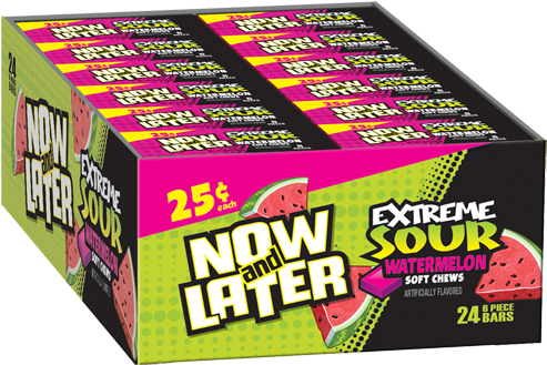 Watermelon Now And Later Extreme Sour Soft Chews 6-pack - Shell Shocked Now And Later Sours (500x500), Png Download