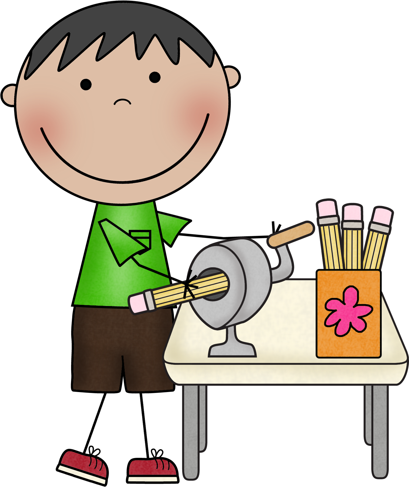 Teacher Helper Clip Art - Student Sharpening Pencil Clipart (1376x1636), Png Download