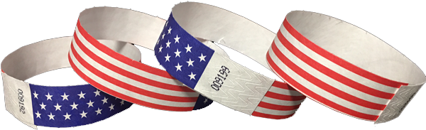 3/4 Tyvek Wristband Design American Flag - Wristband (600x220), Png Download