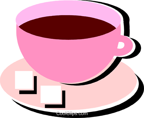 Cup Of Coffee With Two Sugar Cubes Royalty Free Vector - Coffee (480x392), Png Download