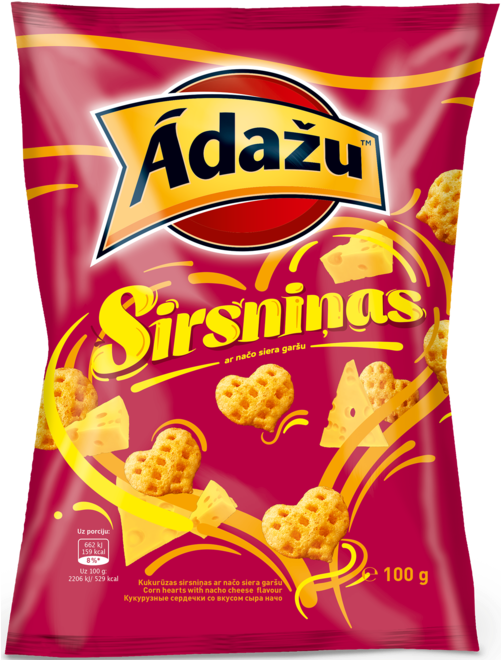 Corn Hearts With Nacho Cheese Flavour - Sirsninas Adazu (500x673), Png Download