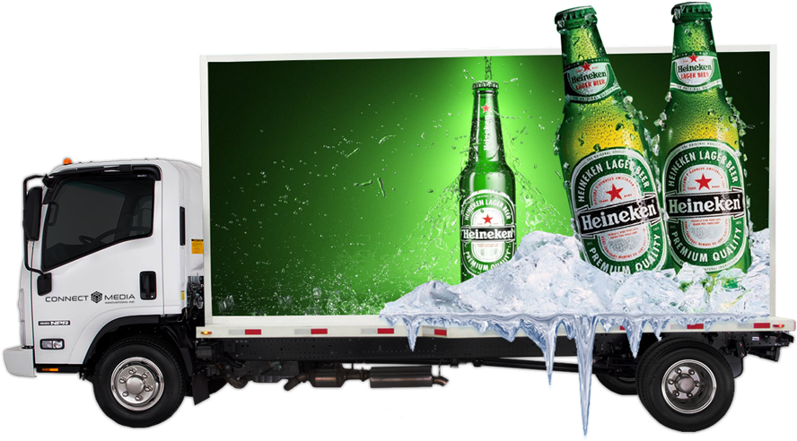 Mobile Billboard Truck Advertisement - Truck Media (1004x500), Png Download