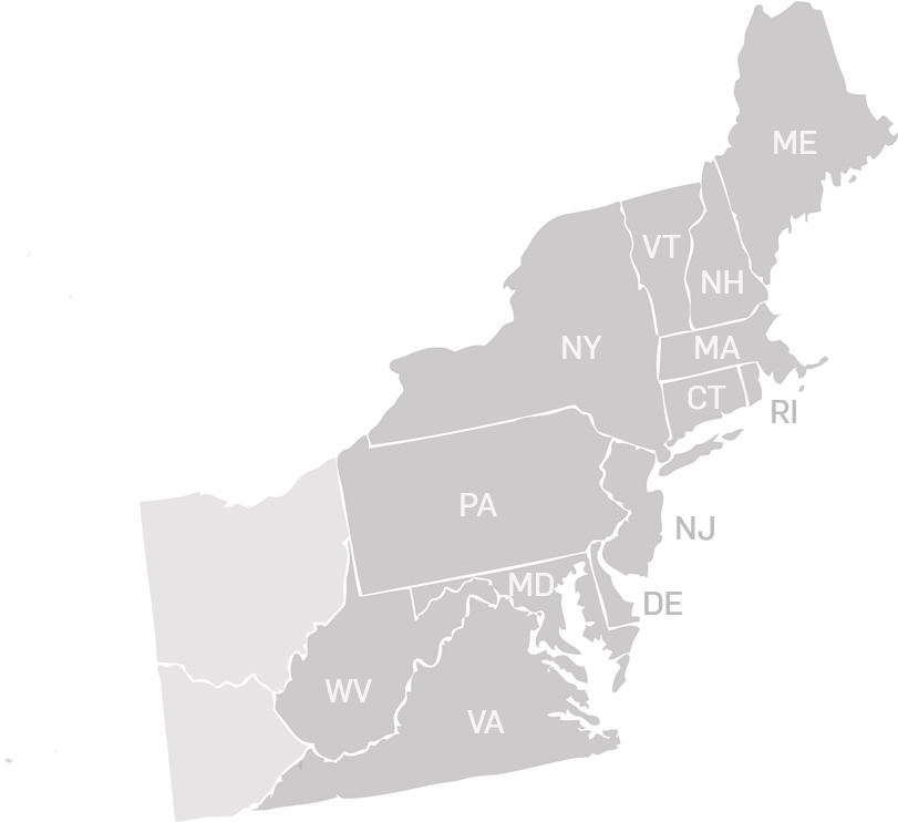 A Geographical Representation Of The Oldcastle Precast - Plain Map Of Northeast Usa (928x752), Png Download