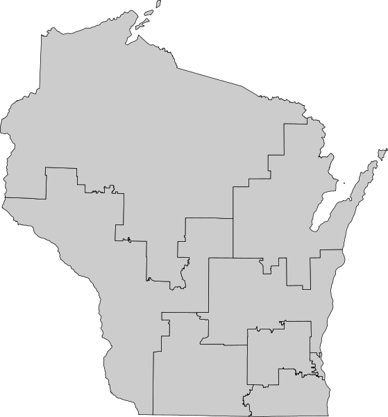 Blank Map Of The U - Map Of Wisconsin (559x600), Png Download