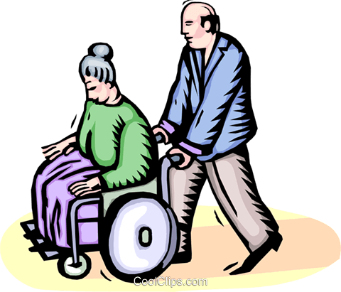Elderly Woman In A Wheelchair Royalty Free Vector Clip - Idoso Em Cadeira De Rodas (480x411), Png Download