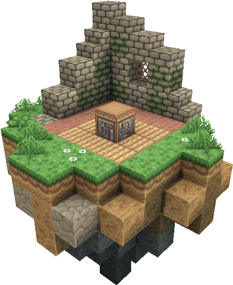 Stone, Dirt, Grass, Tall Grass, Fern, Oak Log, Oak - Grass (462x563), Png Download