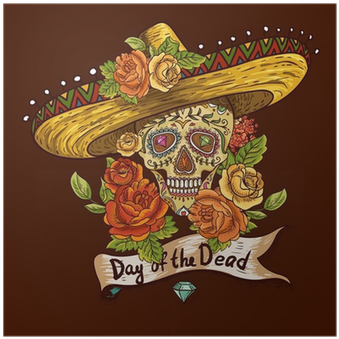 Floral Background With Skull In Sombrero Poster • Pixers® - Black Sorrows - Endless Sleep (400x400), Png Download