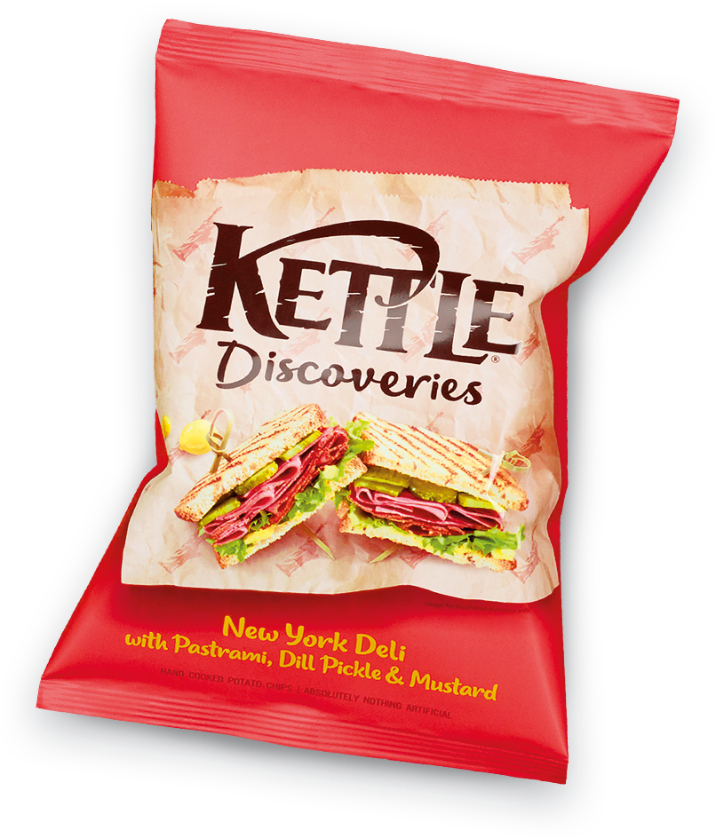 New York Deli With Pastrami, Dill Pickle & Mustard - Kettle Discoveries New York Deli (806x944), Png Download