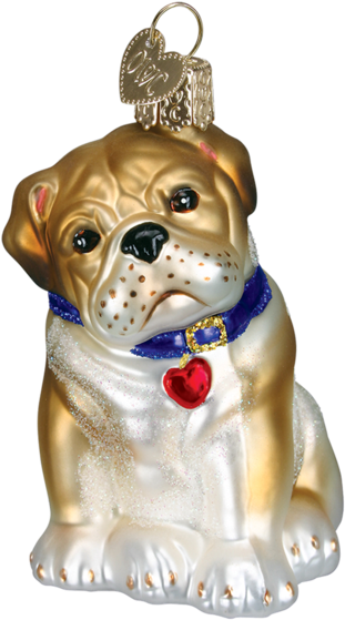 Old World Christmas English Bulldog Dog Glass Blown - Old World Christmas Bull Pup Glass Ornament (600x600), Png Download