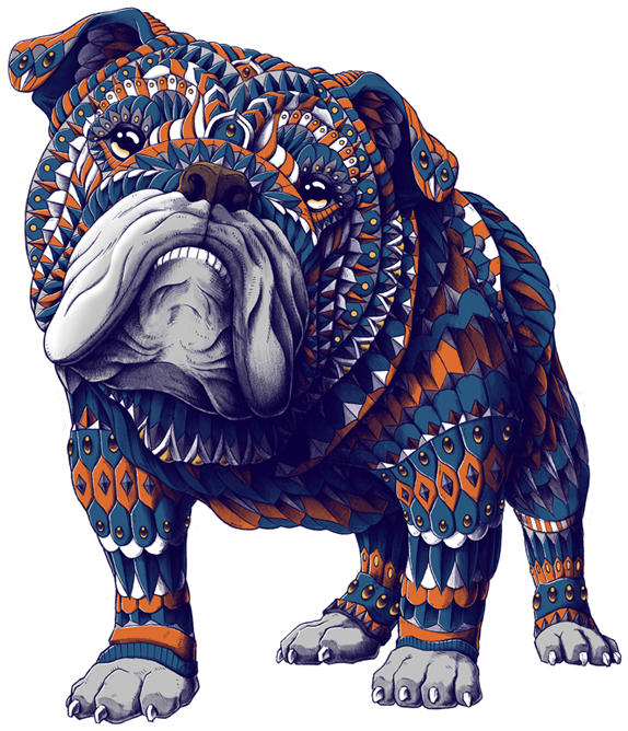 Bioworkz Great Horned Owl Sticker - English Bulldog (color Version) Mugs (600x600), Png Download