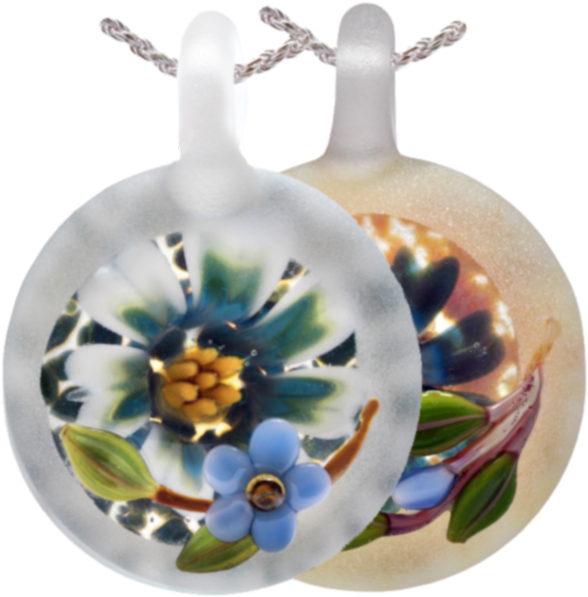 Forget Me Not Floral Glass Pendant - Cremation (600x600), Png Download
