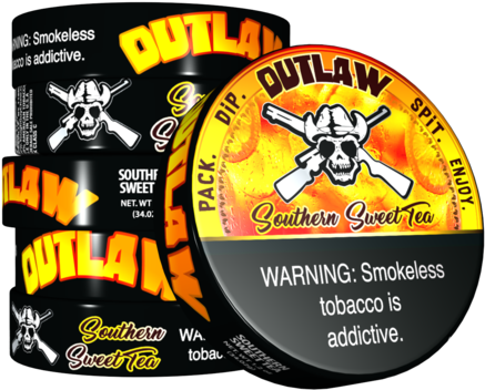 Outlaw Southern Sweet Tea Flavor Dip Tobacco - Outlaw Chew (600x424), Png Download