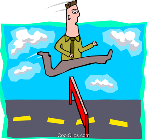 Business Man Jumping Hurdles Royalty Free Vector Clip - Jumping (480x457), Png Download