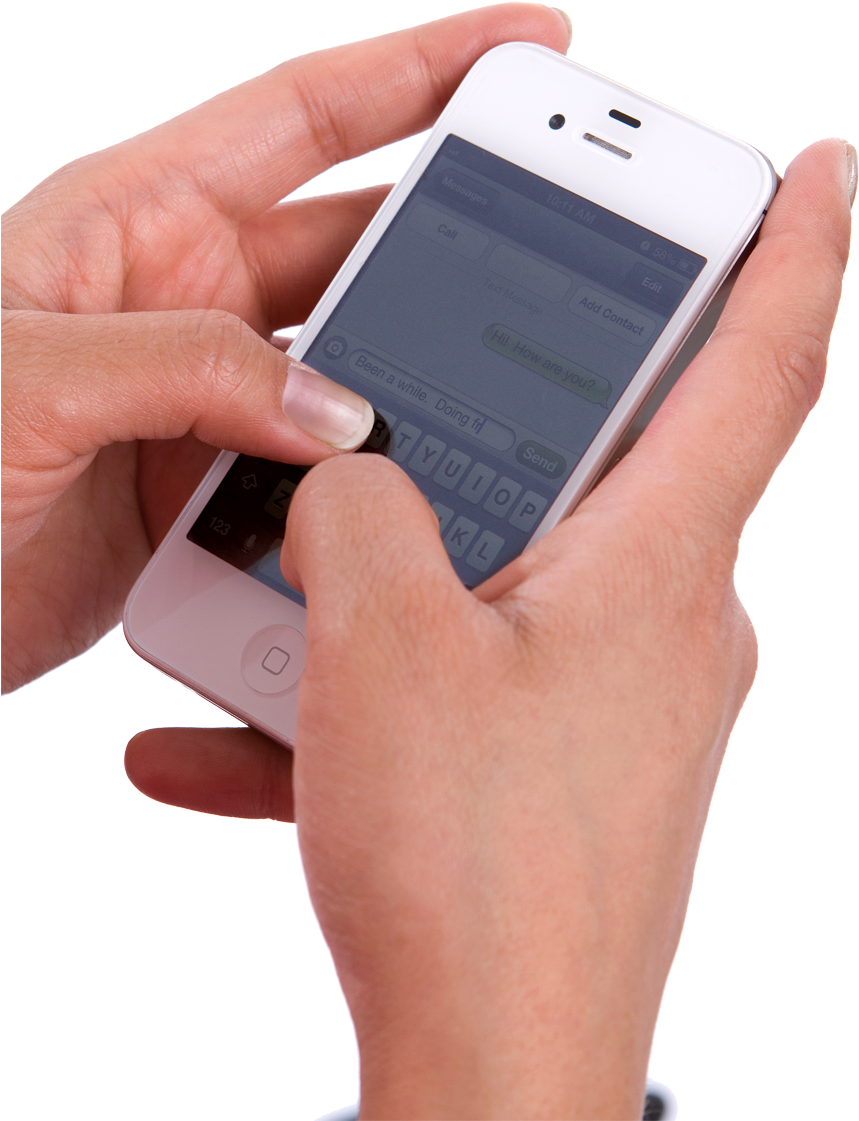 Download Mobile Cell Phone In Hand Png Transparent - Using Phone Png (900x1173), Png Download