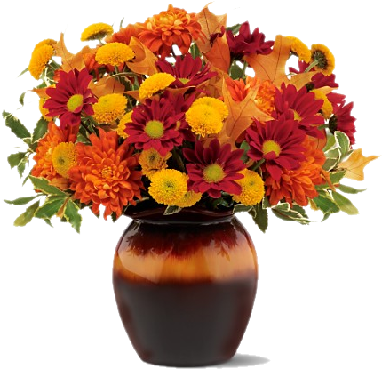 Bukiety Jesienne - Vase Of Fall Flowers (445x439), Png Download