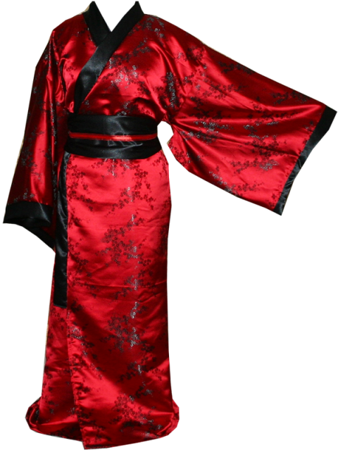 Free Png Red With Black Sakura Kimono Png Images Transparent - Red And Black Silk Kimono (480x639), Png Download