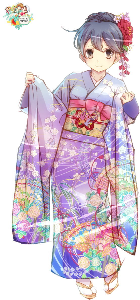 Kimono Girl Chibi Render (1024x1449), Png Download