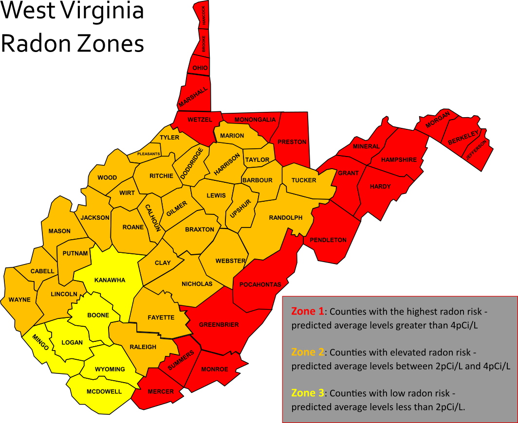 Picture - Radon Zones West Virginia (1064x870), Png Download
