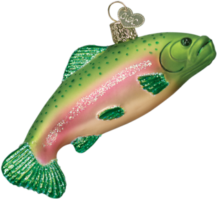 Old World Christmas Rainbow Trout Glass Ornament (350x350), Png Download