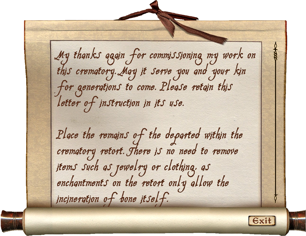 Crematory Instructions - The Elder Scrolls (1297x1001), Png Download