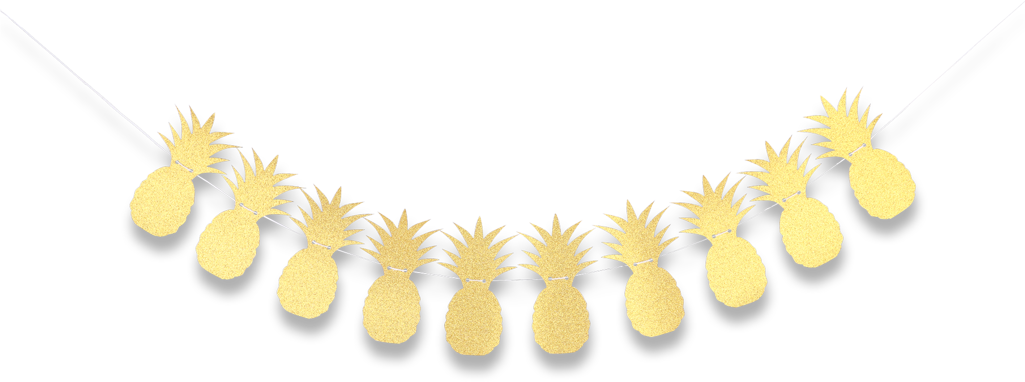 Gold Glitter Pineapple Garland - Transparent Image Buntings Gold (2000x2000), Png Download