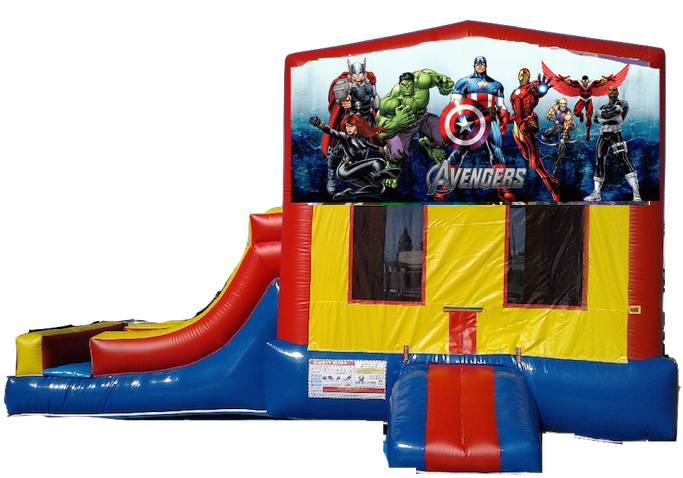 2 Lanes Side Slide Jumper Cartoon The Avengers - Power Rangers (700x525), Png Download