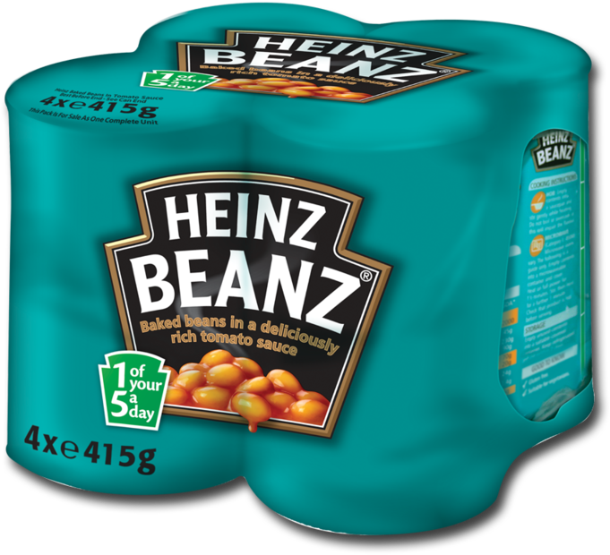 Download Heinz Beanz Baked Beans 4x415g Heinz Beans Fridge Pack PNG