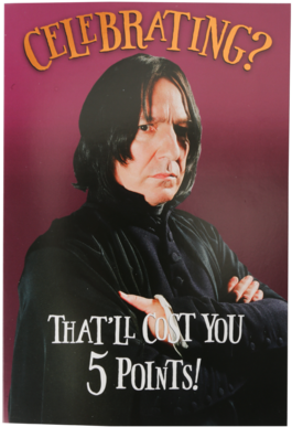Severus Snape Greetings Card - Harry Potter Severus Snape Celebrating Birthday Card (422x480), Png Download
