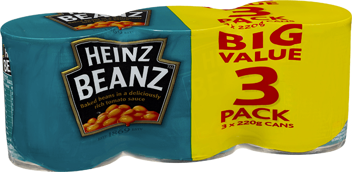 Heinz Baked Beanz In Tomato Sauce 3pk X 220g - Heinz Beans Fridge Pack (697x340), Png Download