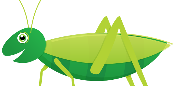 Hearing Crickets Instead Of A Cash Register - Cartoon Grasshopper (600x300), Png Download