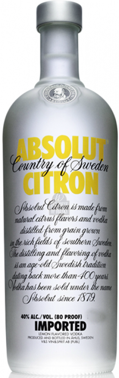 Absolut Vodka Citron 700ml - Absolut Citron Vodka 750ml (750x1225), Png Download