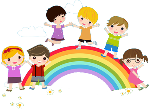 Child Clipart Peace - Child Rainbow Png (494x364), Png Download