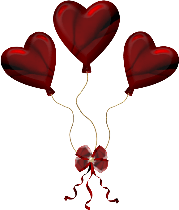 Three Heart Balloons - Tube Coeur (613x679), Png Download