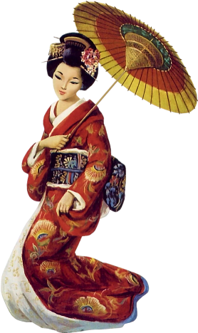 Geisha Png Clipart - Origem Do Guarda Chuva (284x474), Png Download