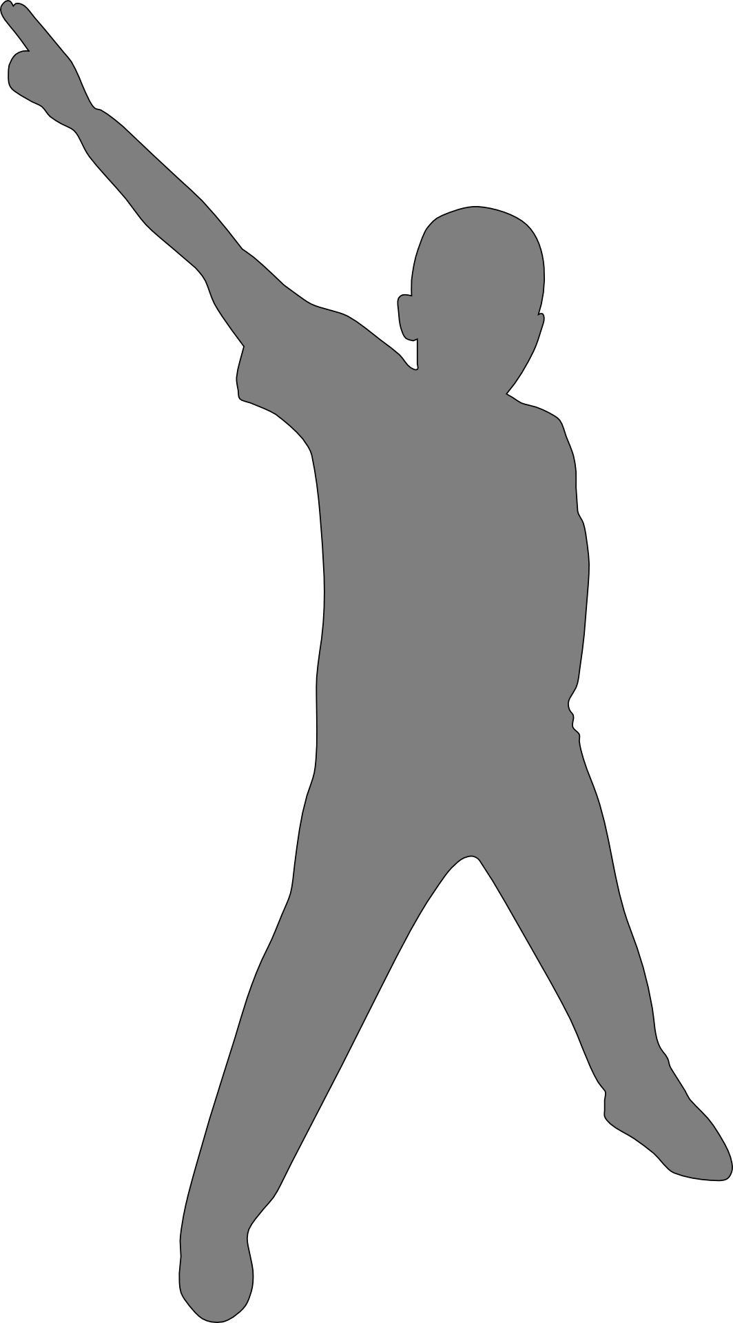Man Pointing Finger Upward - Black Pointing Silhouette (1064x1920), Png Download