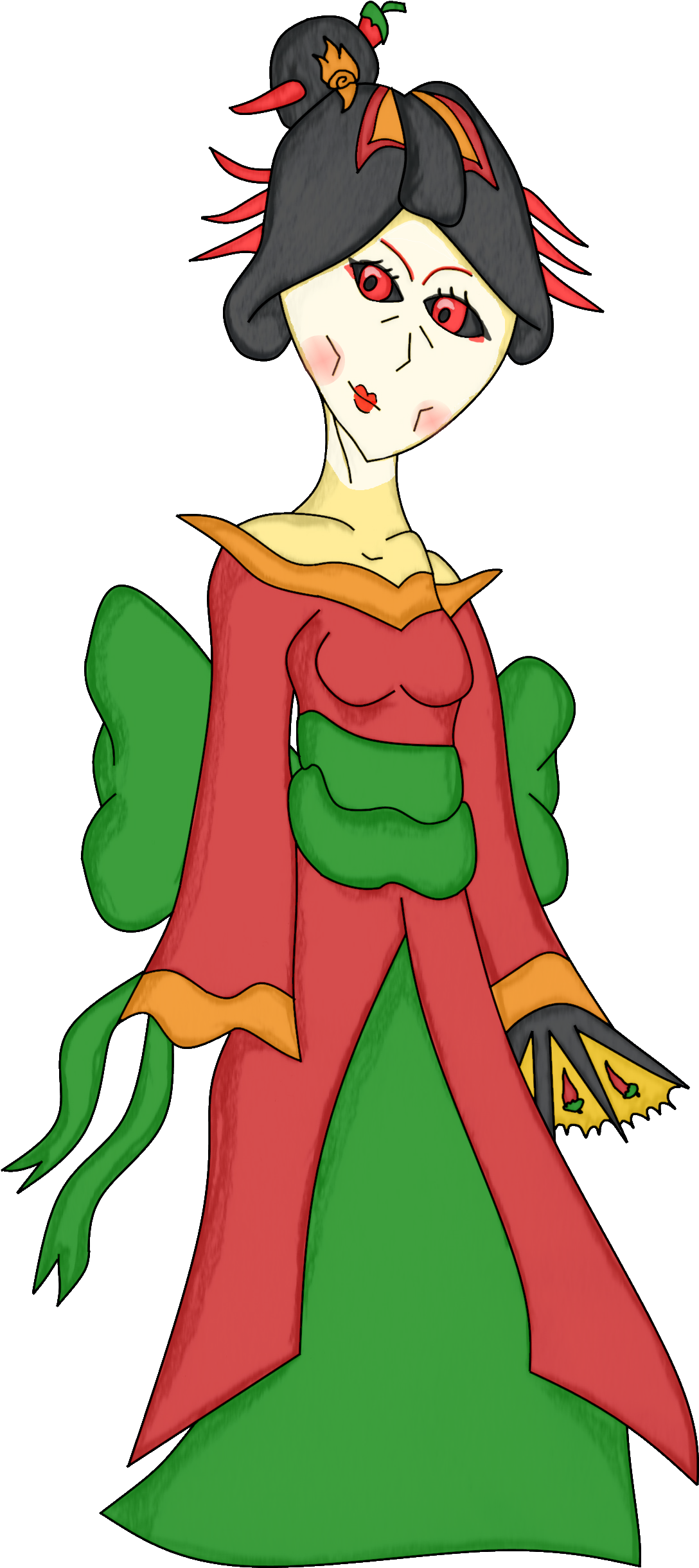 Pepper Geisha - Cartoon (1479x2542), Png Download