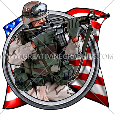 American Soldier - Tirecoverpro American Solider Military With Rifle And (385x385), Png Download