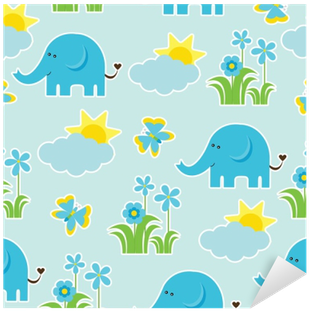 Baby Shower Seamless Pattern With Cute Elephant, Butterfly, - Papel Decorativo Baby Shower (400x400), Png Download